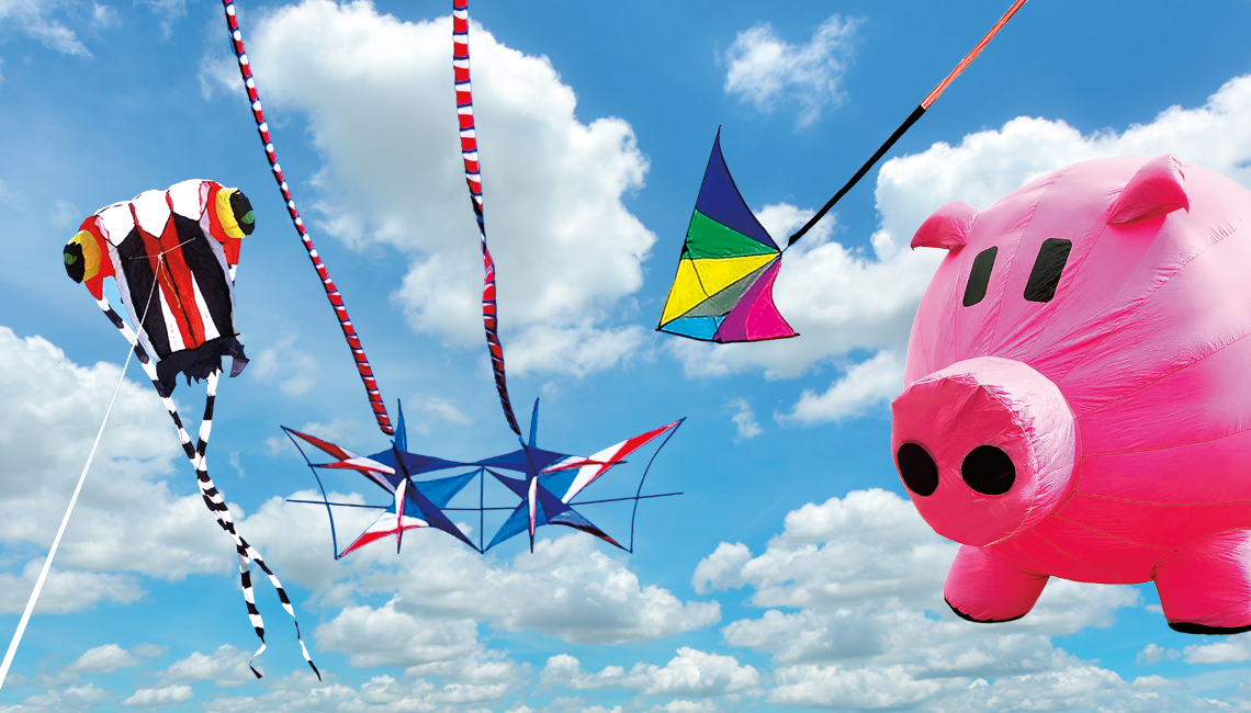 Kites in blue sky