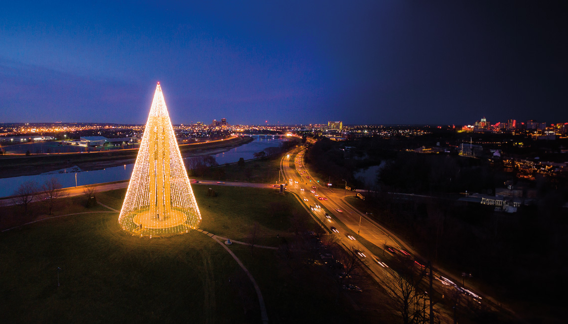 ‘A Carillon Christmas’ in Dayton showcases Carillon Historical Park’s signature bell tower.