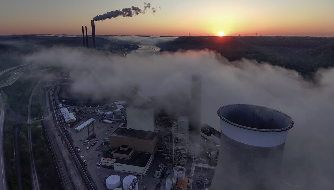 An overhead view of Cardinal Power Plant in Brilliant, Ohio.