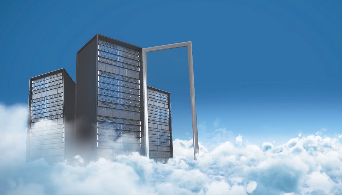 Data center tower in the clouds