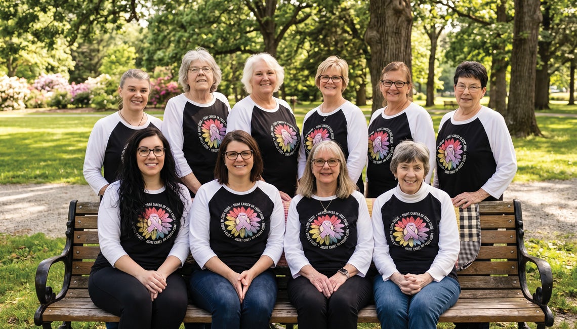 A group of women posing outdoors
