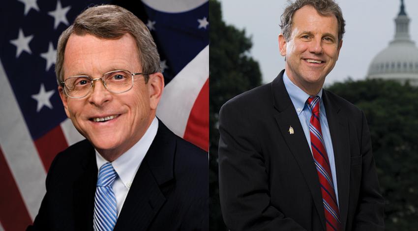 Side-by-side photos of Governor Mike DeWine and Senator Sherrod Brown