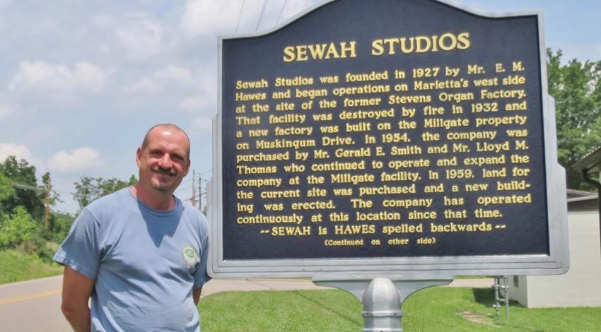 Sewah Studios owner Bradford Smith with his company’s own marker.