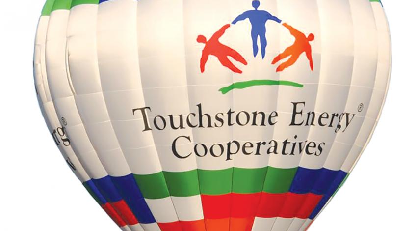 A hot-air balloon with the logo for Touchstone Energy Cooperatives