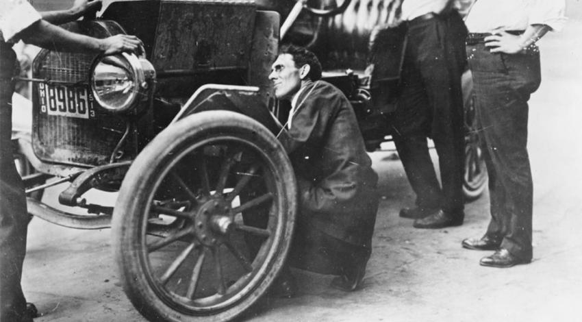 Charles F. Kettering working on his revolutionary electric car starter.