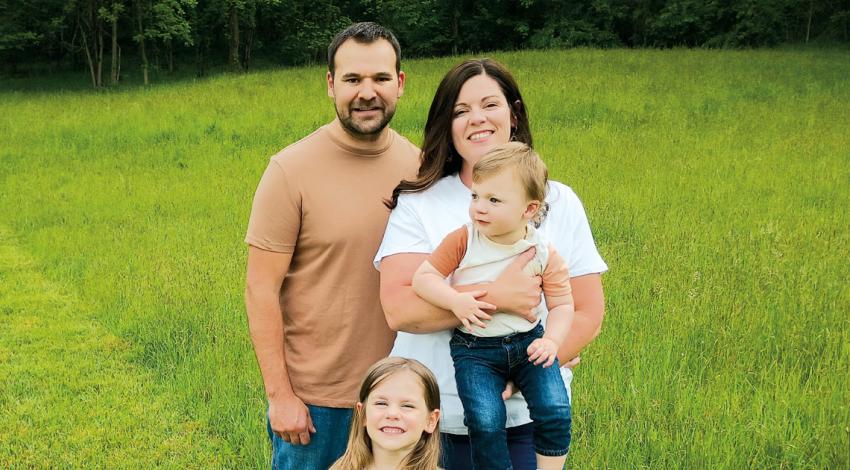 Matthew and Emily Bania, with their children, Kora, 5, and Lane, 2, live between Pleasant City and Sarahsville in rural Noble County. Their home is served by Washington Electric Cooperative.