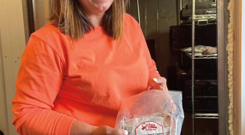 Brandi Anderson with a sample of the meat she produces and sells. 