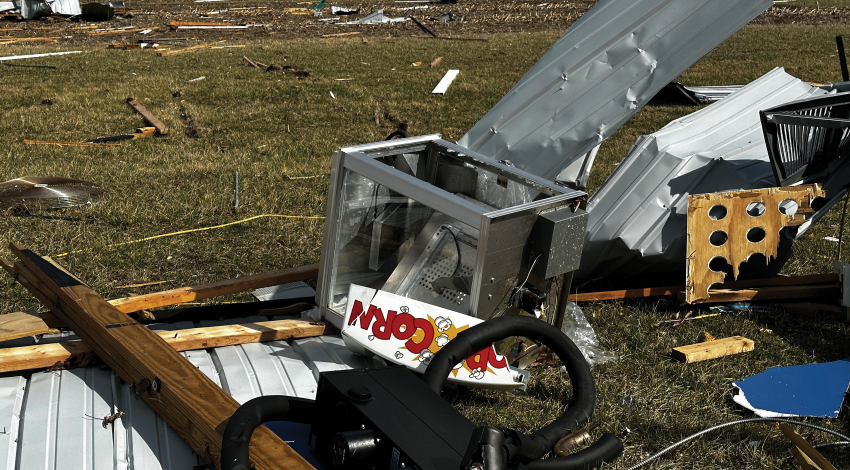 The remains of the Ohio's Electric Cooperatives Education Center after being hit by a tornado.