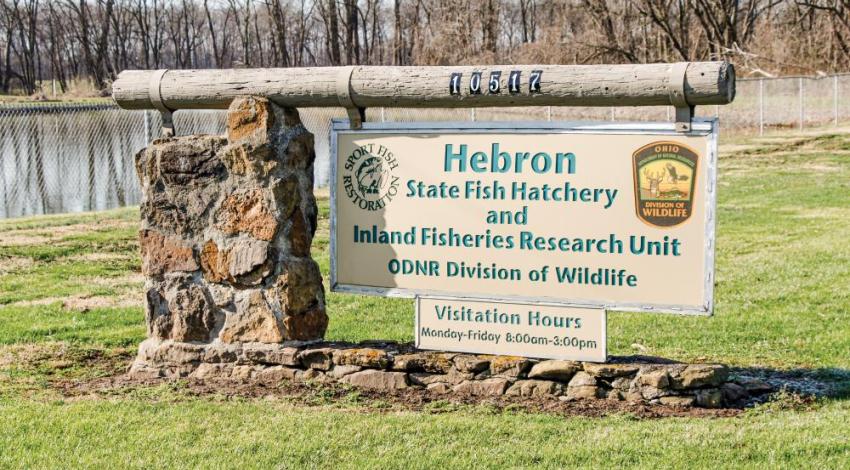 Hebron State Fish Hatchery sign