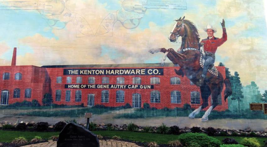 A mural in Kenton, Ohio, of the famous Singing Cowboy Gene Autry