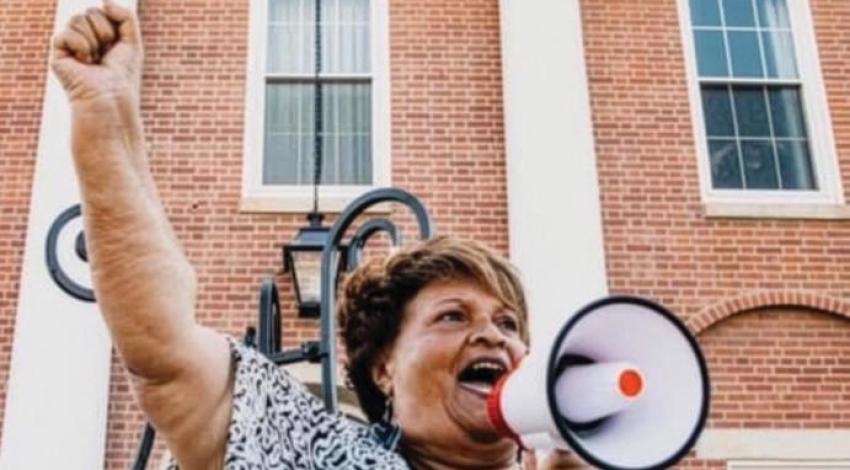 Imogene Curtis during a protest