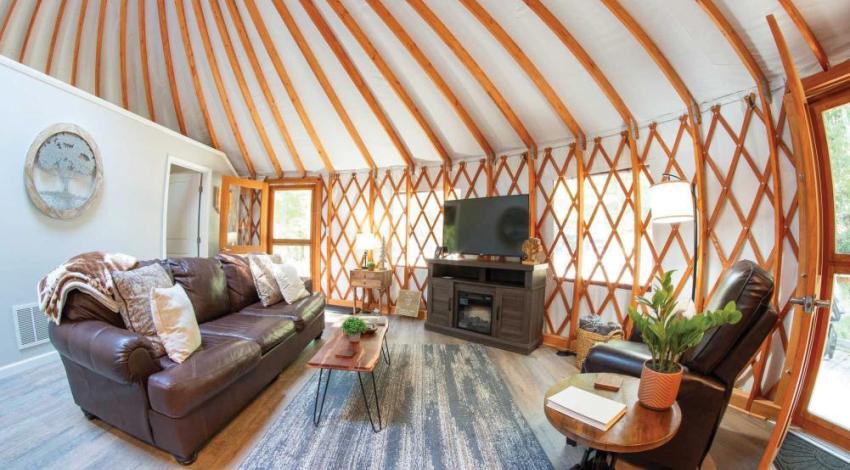 Inside a yurt at Hocking Hills Yurts and Cabins
