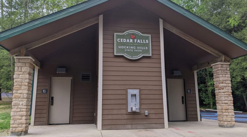 Public restroom at Cedar Falls in Hocking Hills State Park