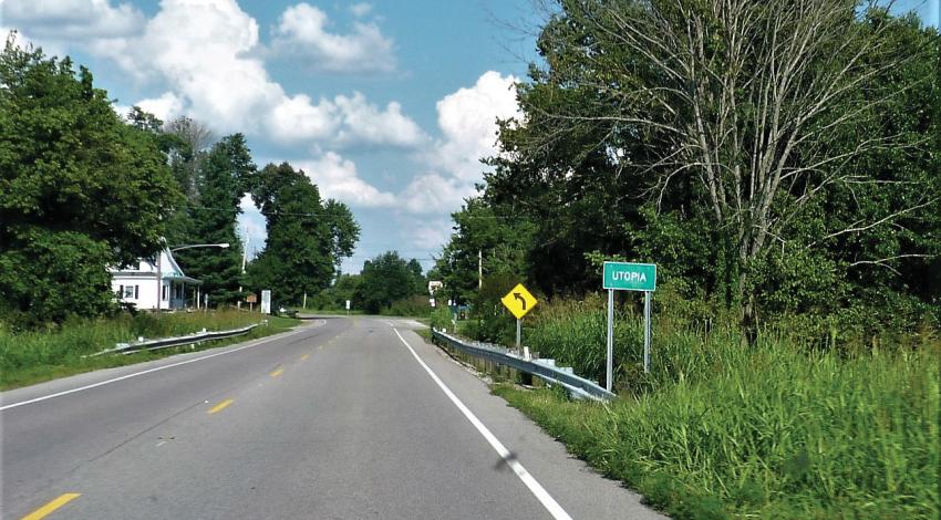 The road leading into Utopia, Ohio 