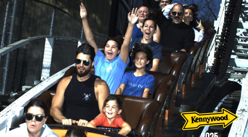 family on roller coaster