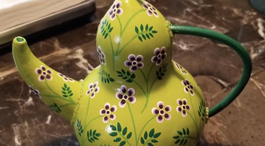 gourd painted like a teapot