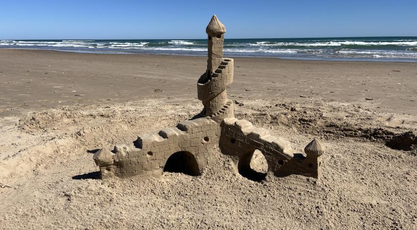 sandcastle with tall tower