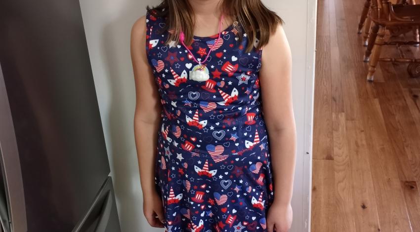 girl in red-white-and-blue dress