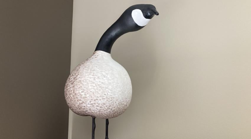 gourd painted like a black and white goose