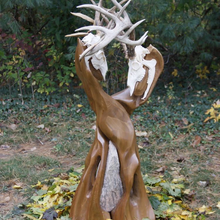 Deer-head sculpture full view