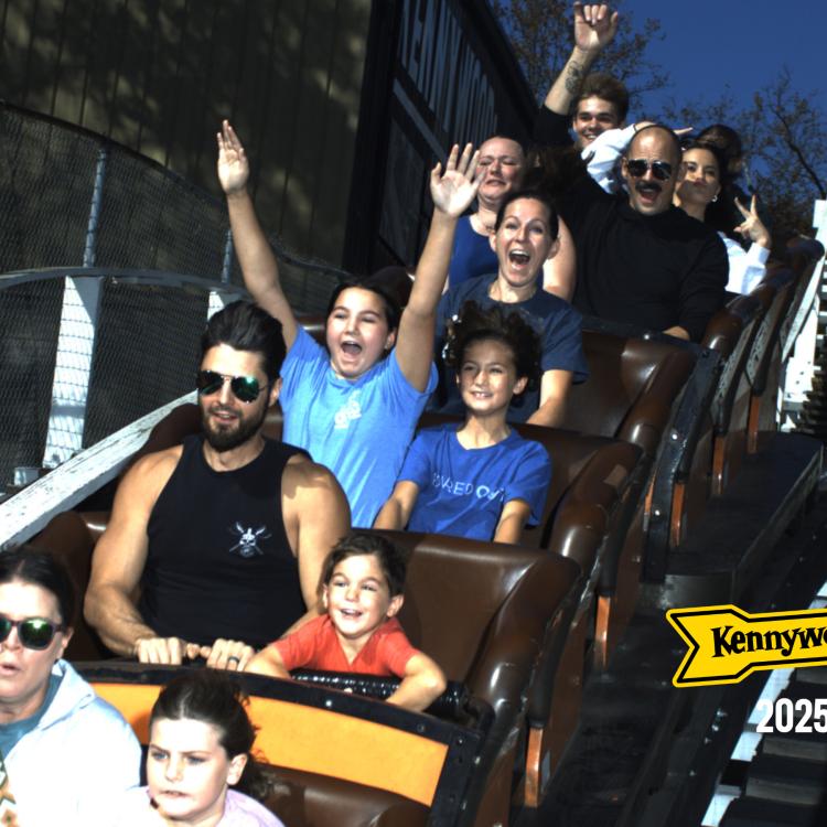 family on roller coaster