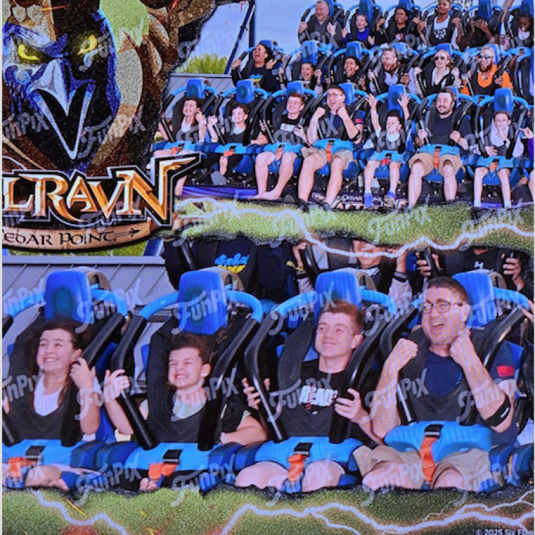 family on amusement park ride