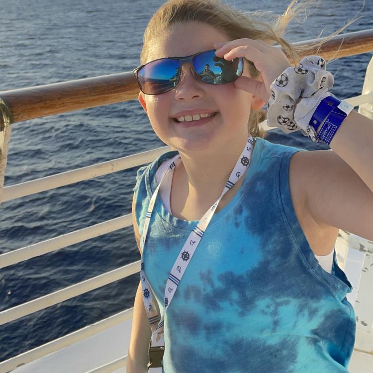 little girl on boat deck