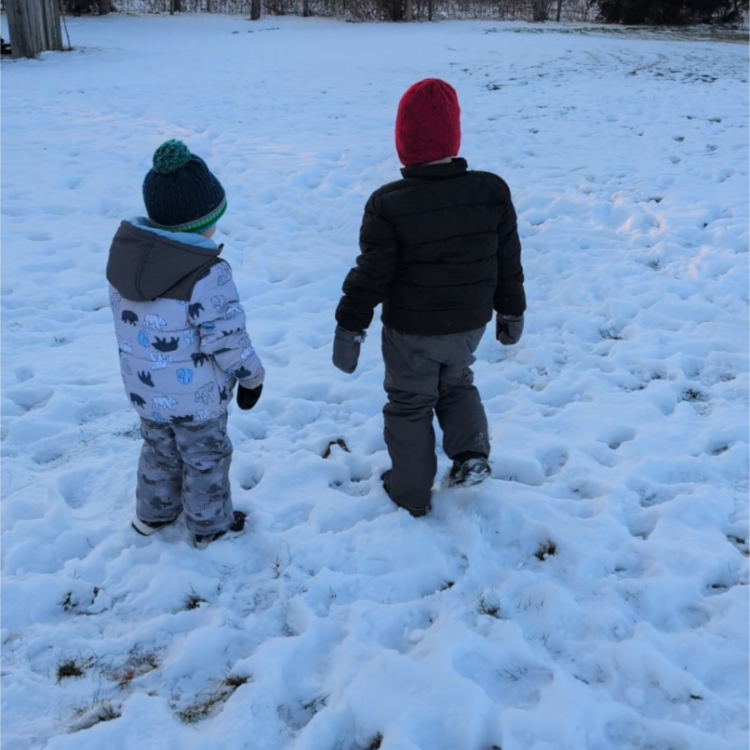 two kids in snow
