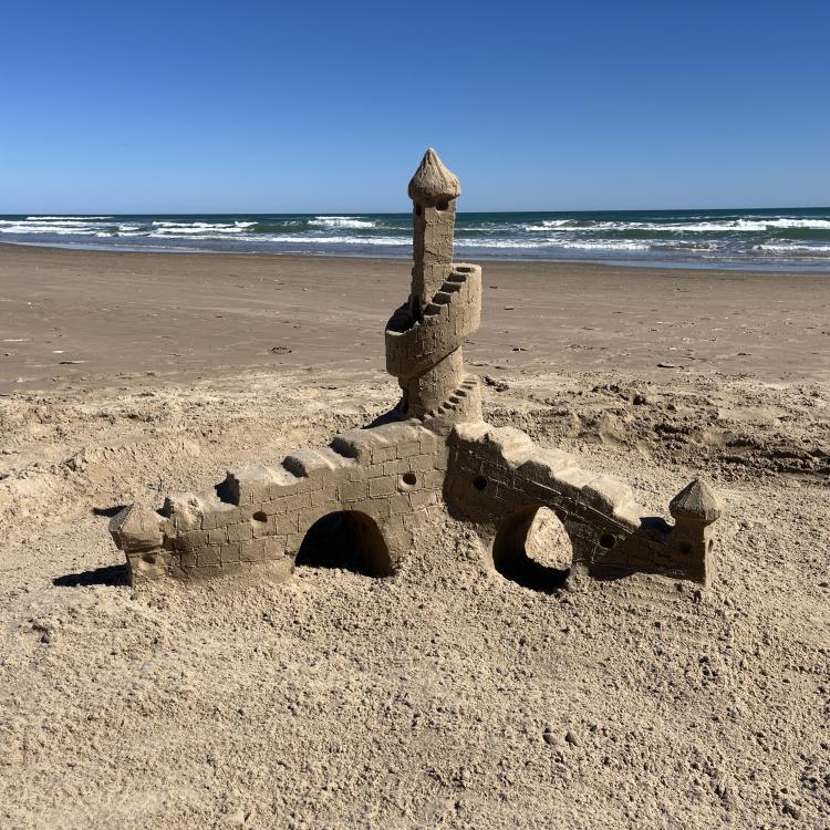 sandcastle with tall tower