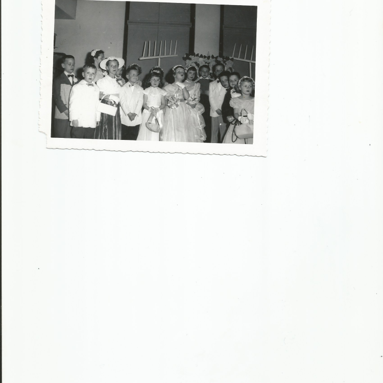 black-and-white photo of children dressed up