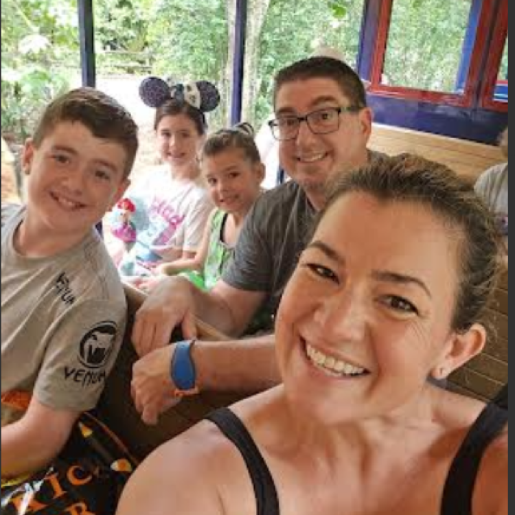 family on train