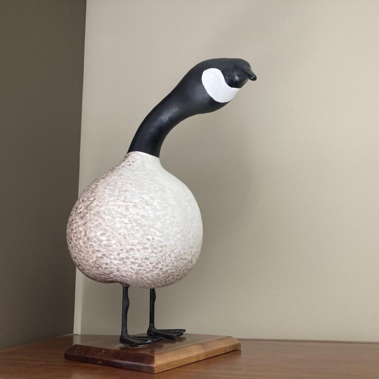 gourd painted like a black and white goose