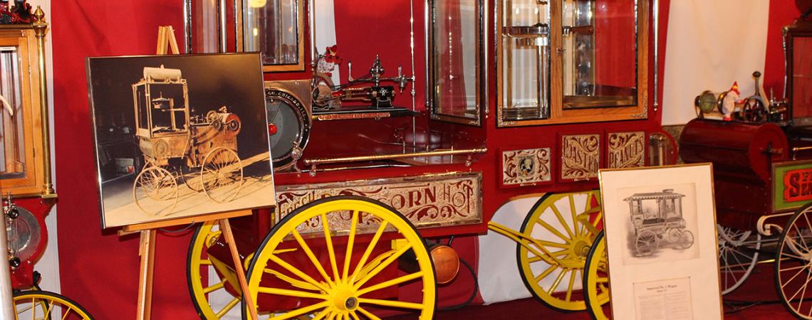 An antique popcorn museum is displayed in a circus tent at the Wyandot Popcorn Museum.