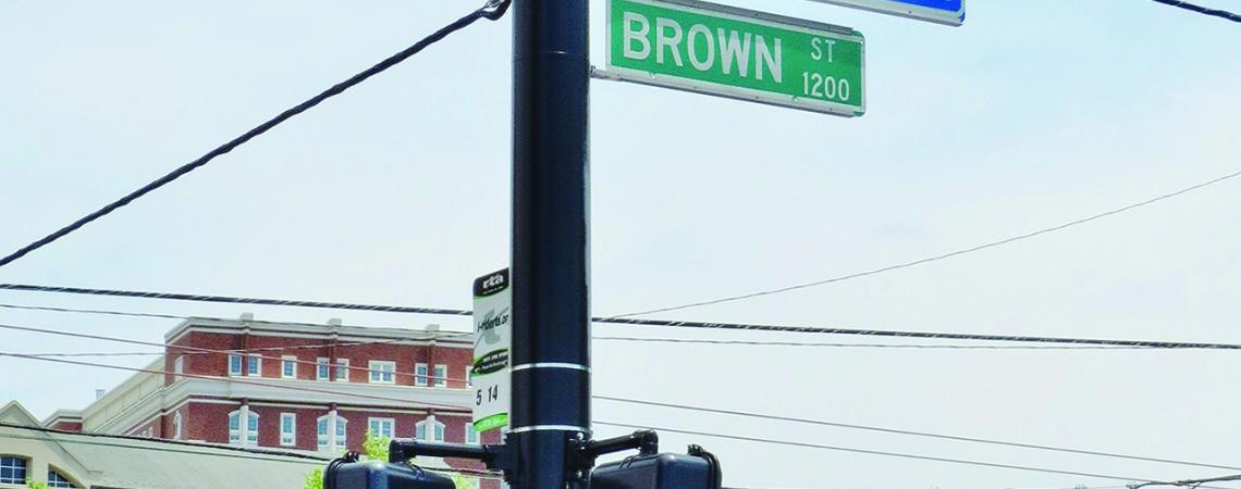 A picture of the street sign named after Erma Bombeck