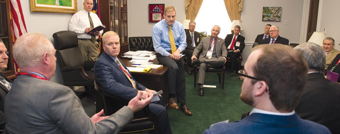 U.S. Rep. Jim Jordan listens to a point during a meeting with leaders from Ohio electric cooperatives during the 2018 legislative conferences in Washington, D.C.