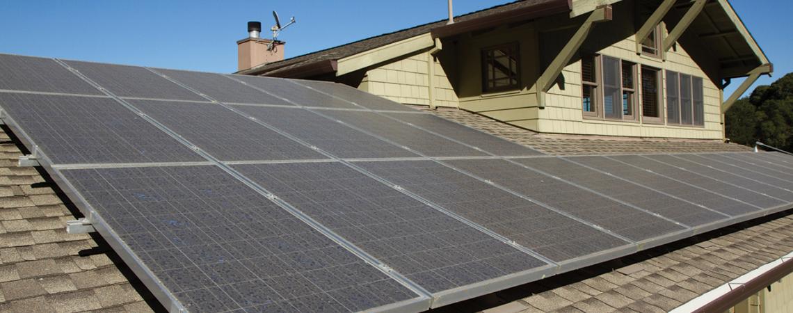 Solar panels on a roof.