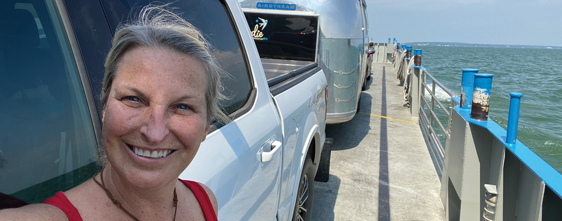 Riding the Miller Ferry with Mitten Kitten was on Lindy Brown’s bucket list, as is evident in this ferry cool selfie.