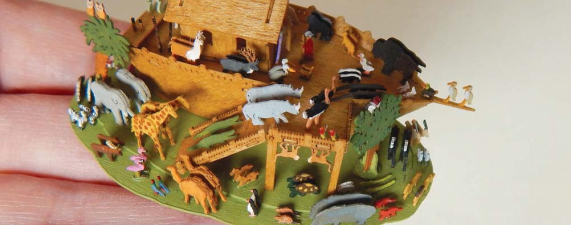 A tiny Noah's Ark, complete with 50 pairs of animals.