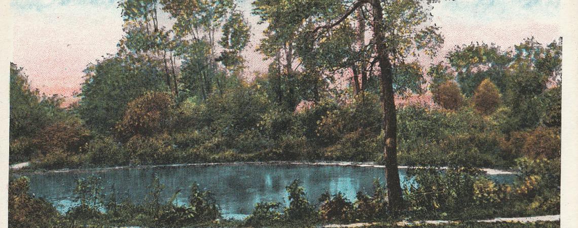 This 1920s postcard showing the Castalia Blue Hole gives a sense of why it drew tourists from all around (photo courtesy of the Rutherford B. Hayes Presidential Library & Museums — Charles E. Frohman Collection). 