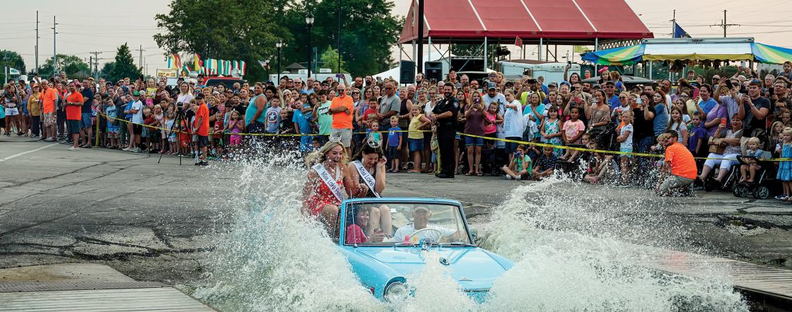Visitors of the Celina Lake Festival can watch distinctive-looking cars driving along city streets before splashing into the waters of Grand Lake St. Marys.
