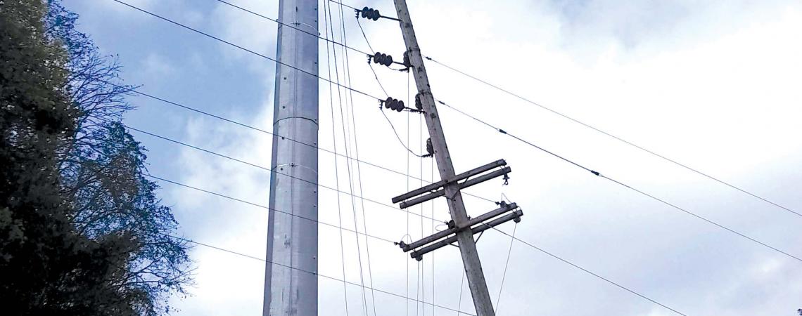 Transmission poles in Washington County, Ohio. 