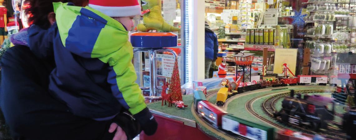 The display at Ormandy’s Toys and Trains delights visitors during the Candlelight Walk and throughout the season.