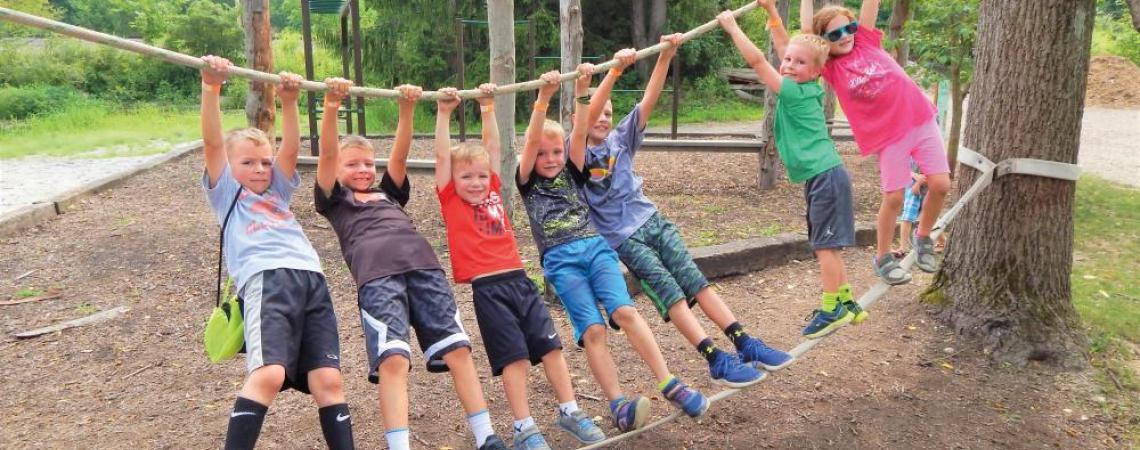 Nature Playce is a 2-acre natural playground that includes life-size Lincoln Logs, treehouses, a giant bird’s nest, a mud kitchen, a mini zip line, a music area, a sprinkle pond, and more.