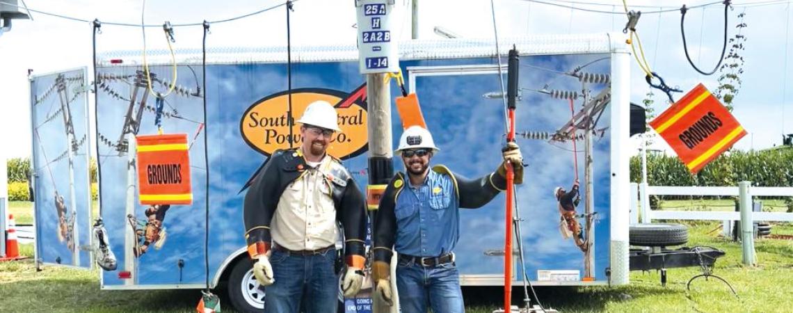 It’s not unusual for the crew of South Central Power lineworkers to make small talk with attendees after their hourly live-wire safety demonstrations at the annual Farm Science Review.