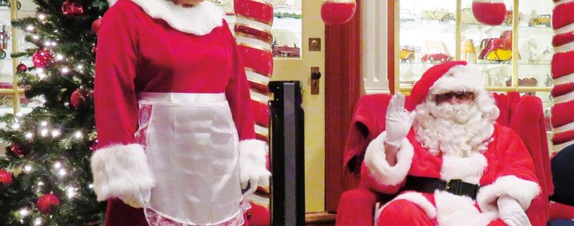 The Heritage Center’s large exhibit of locally manufactured antique toys provides the perfect setting for visits with Santa (photo courtesy Carillon Historical Park).