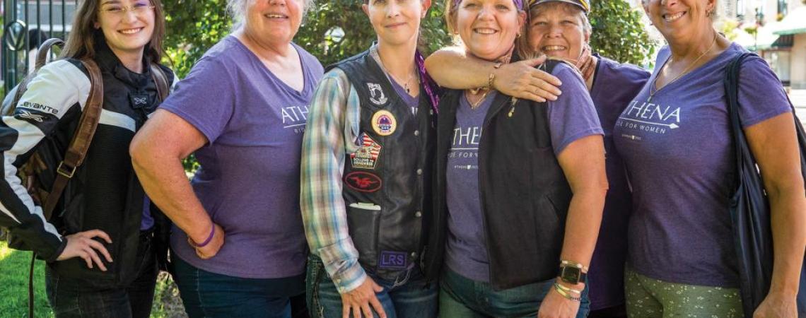 A group of women participating in the annual Athena Ride for Women in Athens, Ohio.