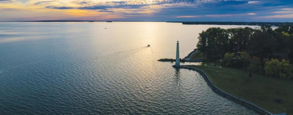 A beautiful sky-view of Grand Lake St. Marys.