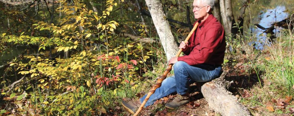 Chip Gross with his prized walking stick.