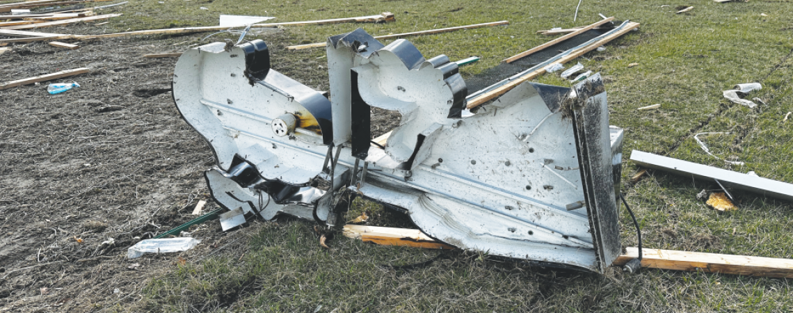 The remains of the Ohio's Electric Cooperatives Education Center after being hit by a tornado.