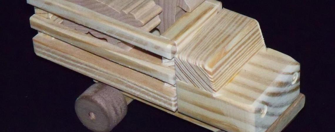 A wooden truck handmade by Possum Products